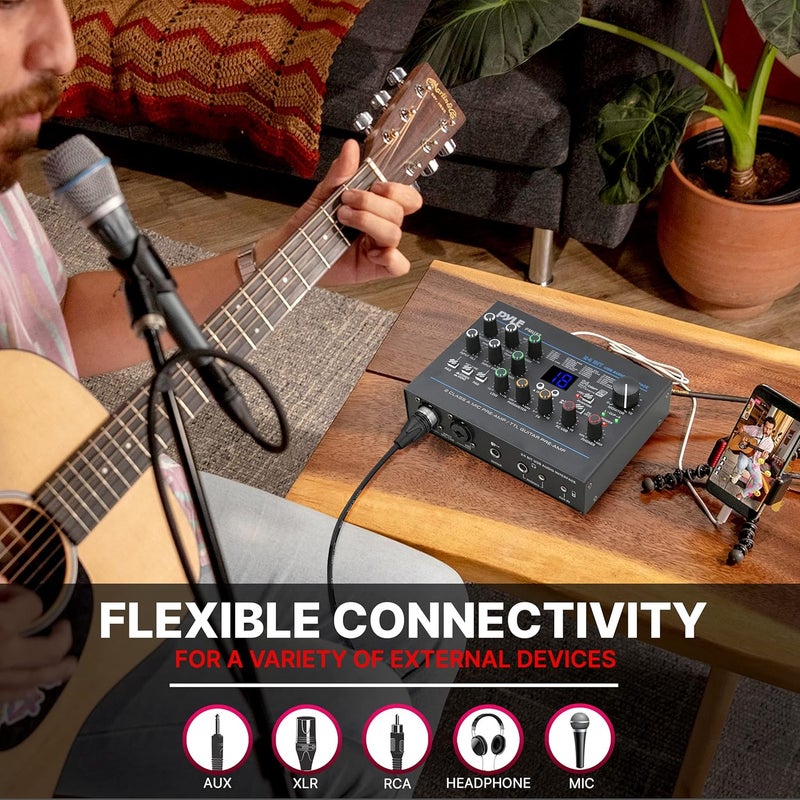 Pyle USB Audio Interface - MIC/LINE - Guitar - AUX Stereo & RCA Inputs - Preset 24 Digital Effects - Phantom Power - Phone/Stereo/Monitor/Headphone Outputs - For Computer Playing & Recording - PMUX9 - Image 5